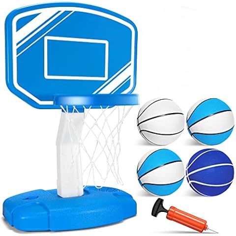 Swimming Pool Basketball Hoop, AOKESI Poolside Water Basketball Hoop with 4 Balls and Pump,Basketball Goals Outdoor Adjustable Basketball Hoop,Pool Basketball Games for Kids, Adults and Family. Cover
