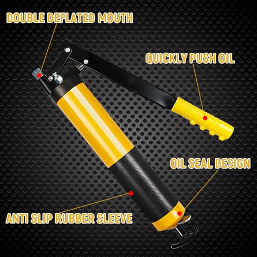 Image of Heavy Duty Grease Gun Kit-Professional Hand Lever Grease Pump with Flex Hose,Rigid Pipe,Coupler Sharp Nozzle,10000 PSI High Pressure Grease Applicator for Automotive,Tractor,Harvester & Industrial Use
