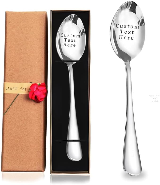 Custom Spoon, Stainless Steel Coffee Spoons, Engraved Name Ice Cream Spoon, Anniversary Birthday Christmas Gifts, Mirror Finished