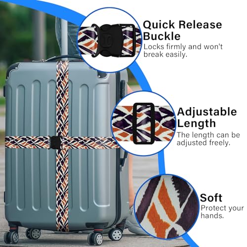 Image of Luggage Straps for Suitcases, Travel Adjustable Belt with Quick Release Buckle, Heavy Duty Nylon Bag Packing Strap, Unique Bright Identifiers Business Travel Accessories (2 Pack)-Roads