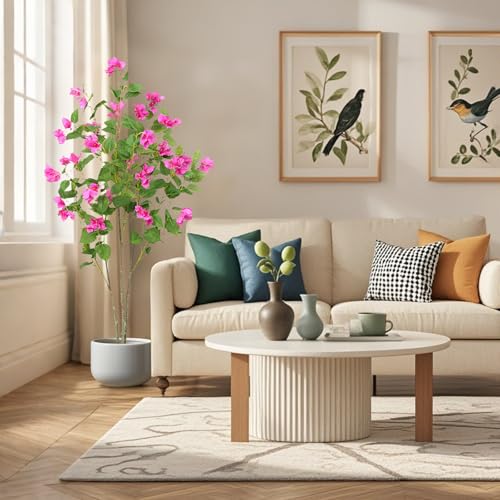Garveehome 4FT Artificial Bougainvillea Tree, Simulation Flower with Real Touch Leaves Fake Potted Green Plant for Photography Studio Atmosphere Decor for Office Home Decor Housewarming Gift