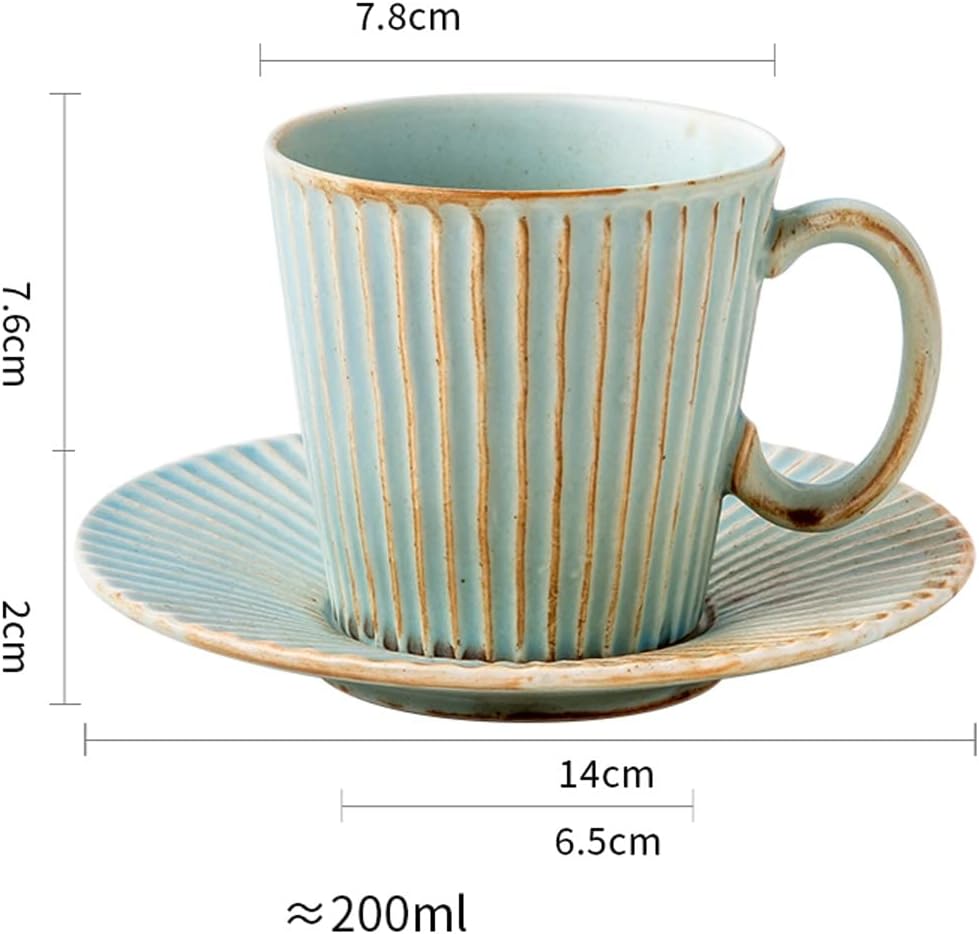 Coffee Cup And Saucer Set, Japanese Style Afternoon Tea Cup Dessert Plate Porcelain Tea Cup Breakfast Milk Oat Mug For Home, Restaurants - Green, 200 Ml
