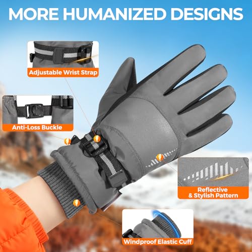 Image of rivmount Winter Waterproof Ski Snow Warm Gloves for Women Men, Windproof Cold Weather Thermal with Touchscreen Fingers, for Running Driving Cycling Hiking Biking Outdoor Sports Daily Work