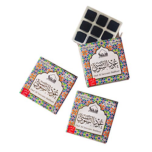 Oud Al Sawsani Bakhoor - (3 Trays x 9 Piece Each) | for Home use with Exotic bakhoor Burner, Electric OR Traditional Charcoal Burner | Perfect for Namaaz, Meditation, Chanting