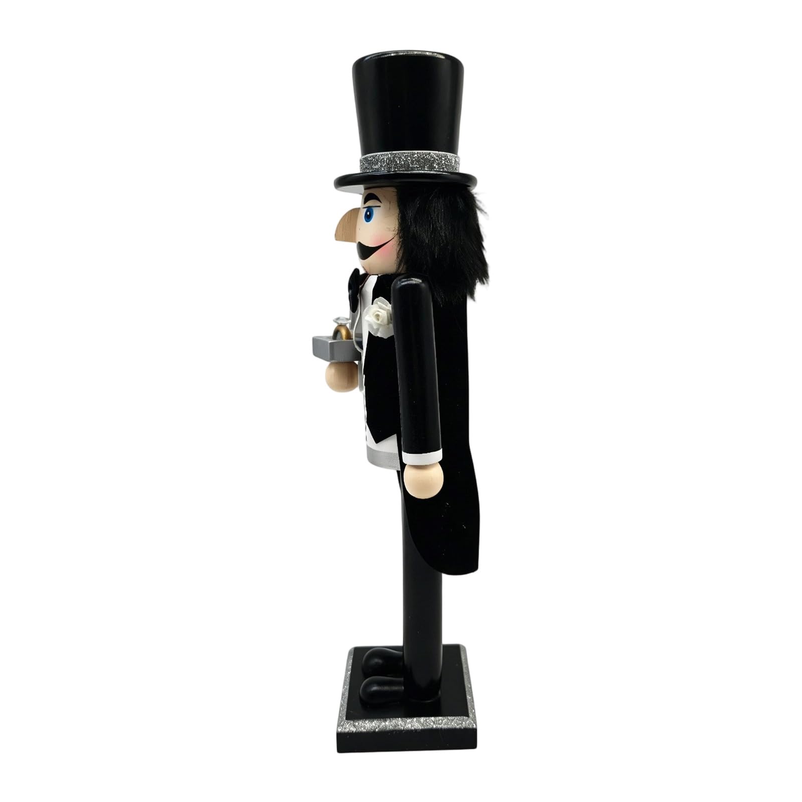 ljhnba Wooden Bridal Groom Figurine Hand Carved Wedding Nut Sculpture for Christmas Decoration Wedding Wooden Couple Statue