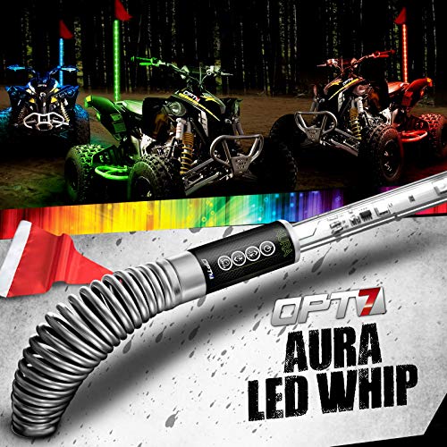 OPT7 Aura 6ft LED Whip Lights Single w/Quick Release Shock Spring Remote,
