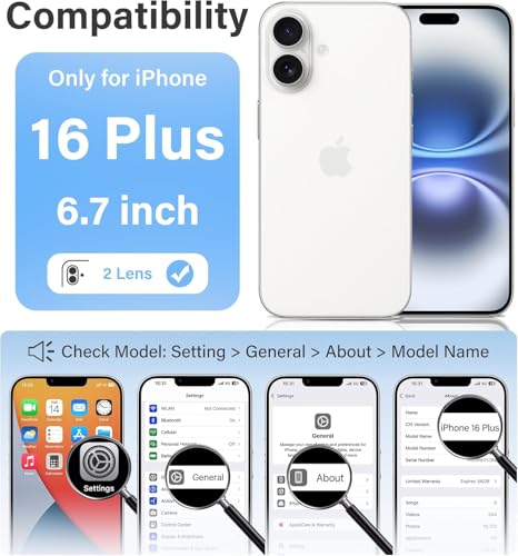 Image of DIZORO Crystal Clear Compatible with iPhone 16 Plus Case with Anti-Yellow Anti-Scratch Shockproof Transparent Cover