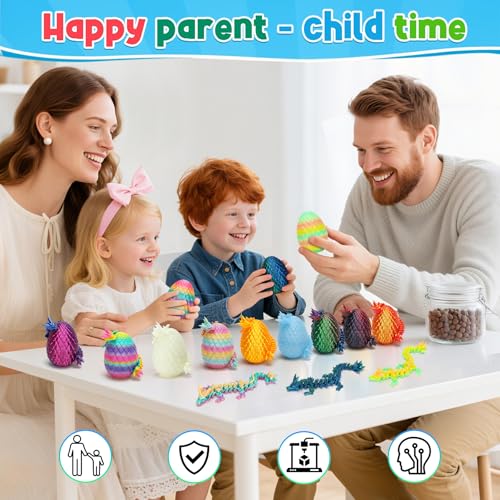 12PCS 3D Printed Dragon Eggs with Dragon Inside, Class Valentines Day Gifts for Kids, Easter Basket Stuffers for Teens Kids, Plastic Prefilled Easter Eggs Bulk, Easter Egg Fillers Toys for Boys Girls - Image 4