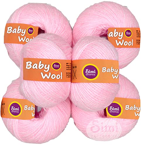 Image of 100% Acrylic Wool Pink 8 Pc Baby Wool 4 ply Wool Ball Hand Knitting Wool /Art Craft Soft Fingering Crochet Hook Yarn-HArt-HA