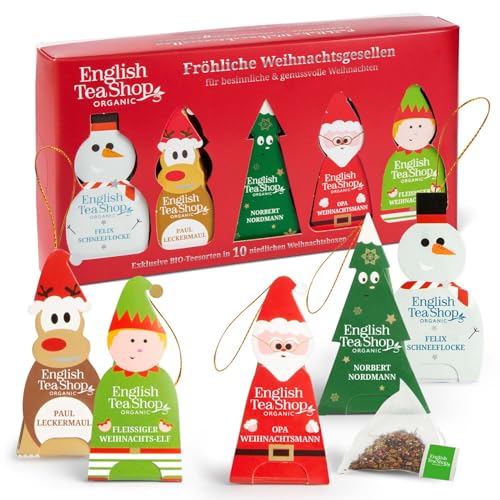 ETS - BIO Wintertee Box 'Fröhliche Weihnachtsgesellen', Tee Geschenk, Wichtelgeschenk, 10 Tee Figuren