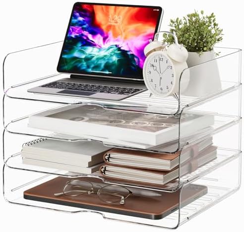 4 Pack Stackable Letter Paper Tray - Desk File Organizer For A4 Documents - View #7