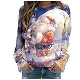 Générique Pull de Noël Femme Manches Longues Féerique et Enchanté Motif 3D de Renne et Monde Magique Rêve et Évasion