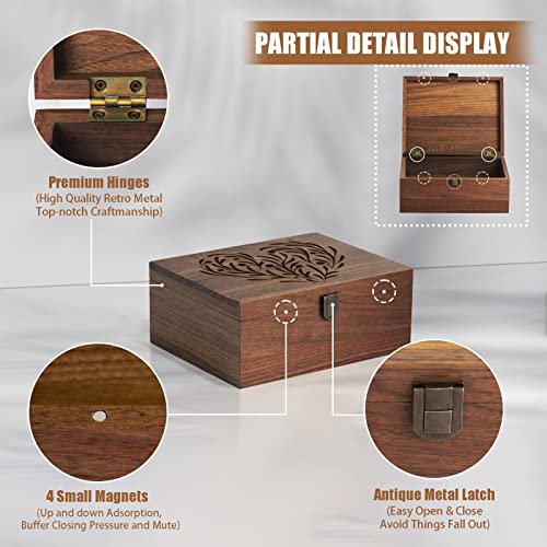 Eduromi Walnut Wooden Memory Keepsake Box With Hinged Lid And Latch For Precious Items, Decorative Storage Box Store Jewelry Toys Keepsakes Photos Gift Boxes #TOP2