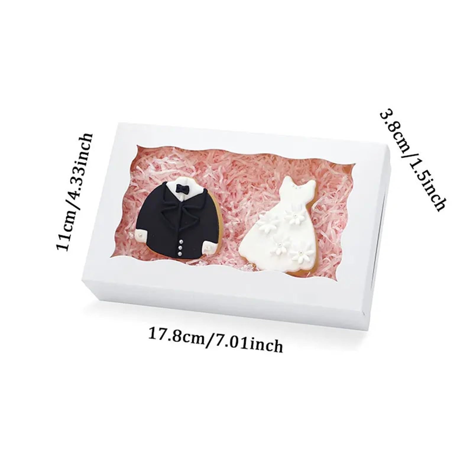 Scatola per Dolci Contenitori in scatola di carta da 20 pezzi con finestra trasparente, perfetti for confezioni dessert, pasticcini, caramelle, biscotti, matrimoni, feste(White 20pcs,20x12.5x5cm)
