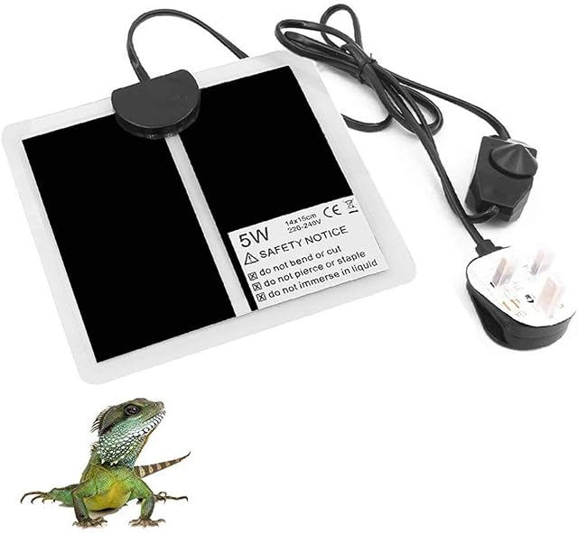 NEKOSUKI Reptile Heating Mat, 5W 5.9x5.5 inch Waterproof Reptile Heat Pad Under Tank Terrarium with Temperature Control, Safety Adjustable Reptile Heat Mat for Turtle, Tortoise, Snakes, Lizard, Gecko