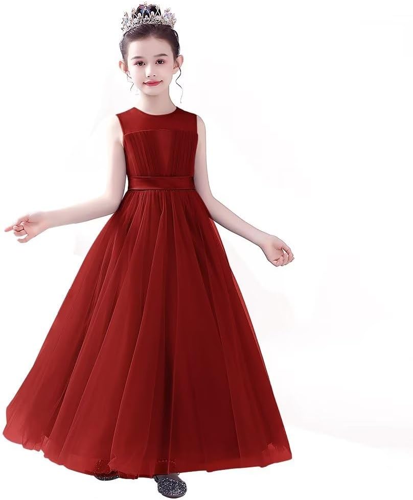 dideyttawl Flower Girl Dresses,Girls Princess Dress,Junior Bridesmaid Dress for Wedding,Kids Formal Tulle Full Length Dress