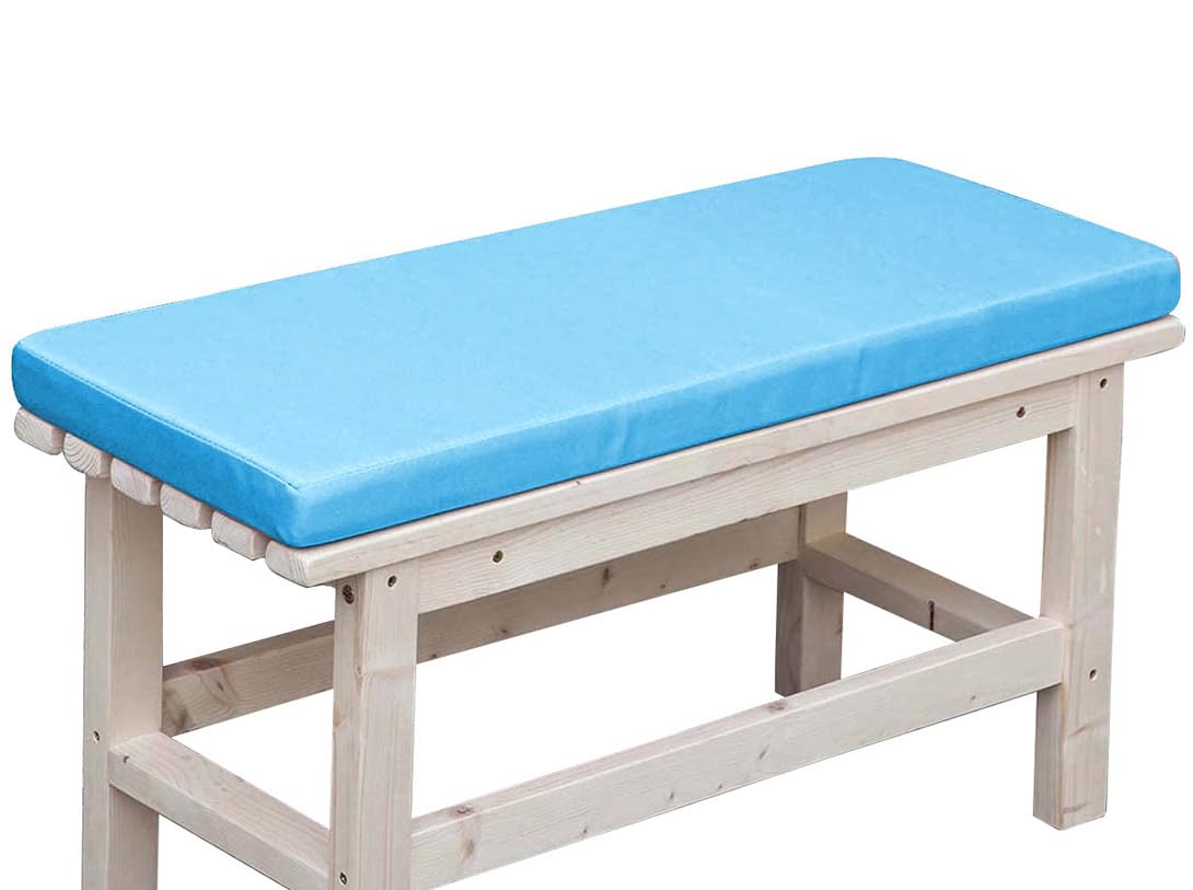 Cojín impermeable azul de 150x30 cm para banco de exterior y jardín