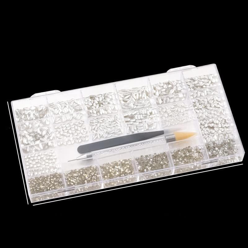 5500 Flat Back Gems Rhinestones Round Crystal Rhinestones with Pick up Tweezer and Picking Pen for Crafts Nail Clothes