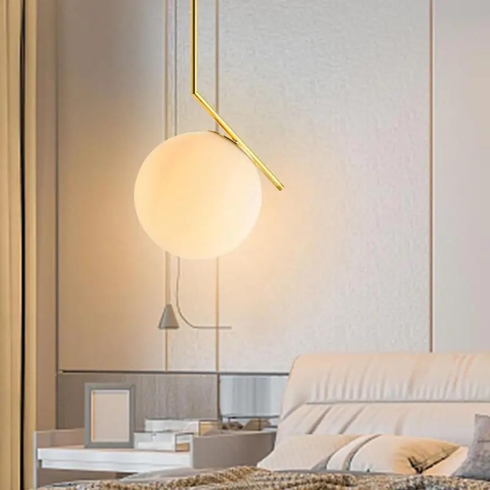 Partenopea® Lampadario a sospensione lampada moderna da soffitto con corpo in metallo color bronzo e sfera in vetro attacco per lampadina G9 (lampadina esclusa, Sfera 20 cm)
