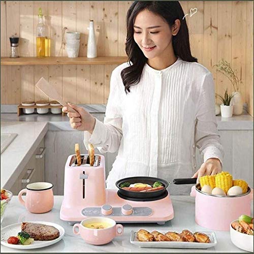 JHYS Toaster-Eierkocher und Pochierer-Gemüse-, Speck- und Fleisch-Dampfer-One-Touch-Steuerung - 1320W Edelstahl (Rosa) – Bild 3