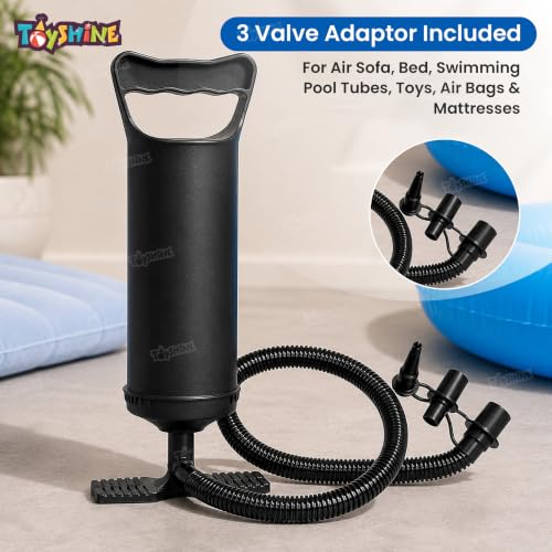 Image of Toyshine 12 Inch Air Hammer Inflation Pump 0.85L /Cycle with 3 Valve Adaptors, for Air Sofa, Bed, Swimming Pool Tubes, Toys, Air Bags, Mattresses