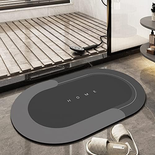 Modernized Magic Mat Bathroom,Modrnizd Magic Mat,Modernized Bath Mats,Super Absorbent Non Slip Bathroom Rug for Floor,Kitchen and Washing Machine (Dark Gray-Oval,23.6 * 35.4 in) Dark Gray 1'11" x 2'11" (Oval)
