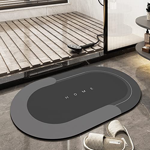 Modernized Magic Mat Bathroom Modrnizd Magic Mat Modernized Bath Mats Super Absorbent Non Slip Bathroom Rug for Floor Kitchen and Washing Machine (Dark Gray-Oval 15.7 * 23.6 in)