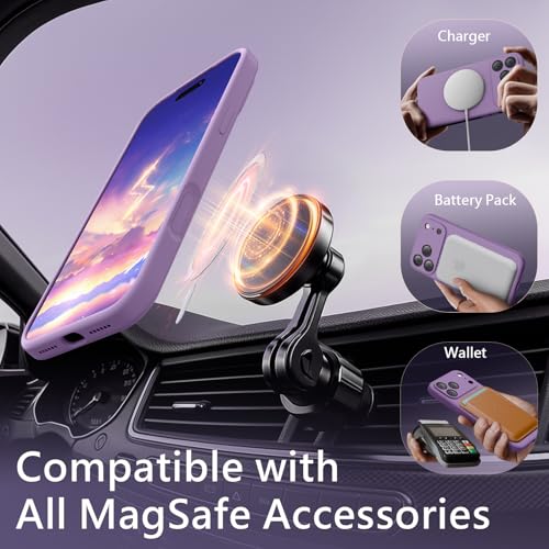 Image of FireNova Magnetic for iPhone 17 Pro Case, Compatible with MagSafe, [Integrated Silicone Camera Control Button] [Camera Protection] Anti-Scratch Microfiber Lining Phone Case, 6.3 inch, Light Purple