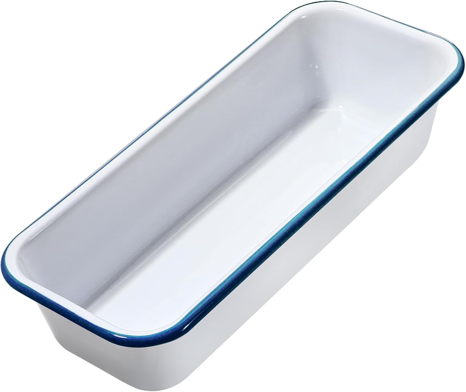Webake Large Enamel Bread Pan, Long Banana Bread Loaf Pan for Baking, Non-Stick Rectangle Cake Pan Enamelware White 12 x 4.5 Inches