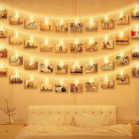 LED Fotoclips Lichterkette, massway Foto Clips Lichterketten 6M 40 LED Warmweiß Bilder Clips Lichterkette Bilderrahmen Dekor für Zimmer, Wohnzimmer, Weihnachten, Hochzeit, Party - Batteriebetrieben Cover