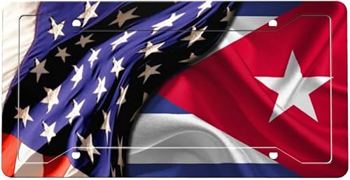 Juego de marcos de matrícula y placa frontal de la bandera de Cuba de Estados Unidos y de Cuba, para hombres y mujeres, cubiertas de aluminio para
