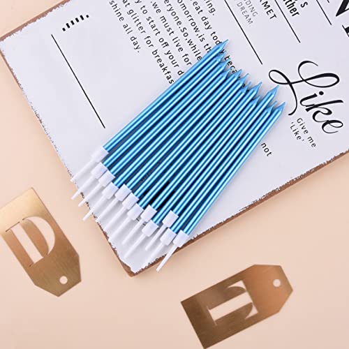 image for PHD CAKE Blue Long Thin Metallic Birthday Candles, Cake Candles, Birth