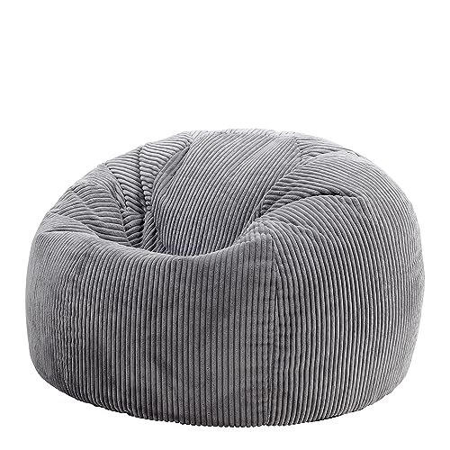 icon Kingston Large Bean Bag, Jumbo Cord Bean Bag, Charcoal Grey, Bean Bag chair for Adults with Filling Included, Comfortable Lounging Chair for All Ages