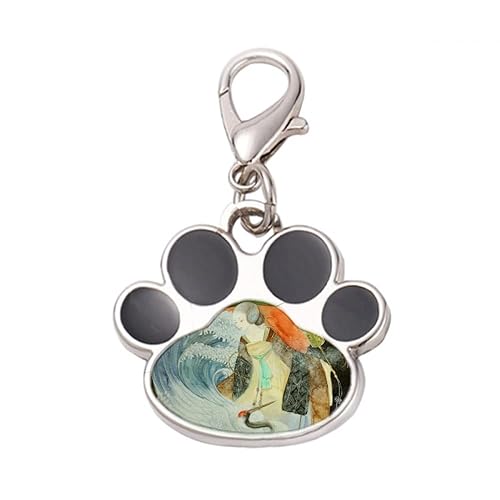 DIYthinker?White Crane Chinese Antique Illustrator Pet Tag Keychain Dog Cat ID