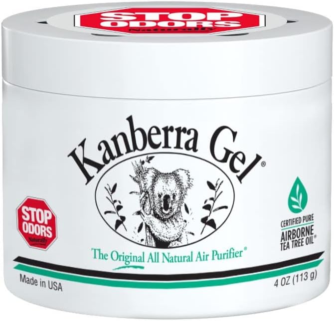 Kanberra Gel 4oz – All-Natural Odor Eliminator & Air Freshener for Home, Car, RV, Boat, Gym Bag | Eco-Friendly, Long-Lasting Tea Tree Oil Formula, Safe for Pets and Family.
