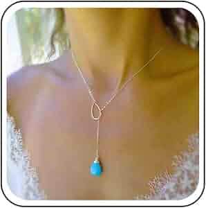 Amazon.com: Yheakne Boho Turquoise Y Necklace Silver Circle