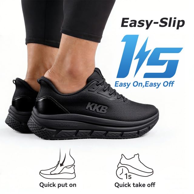 Image of Men's Non Slip Work Shoes Waterproof Easy Slip Sneakers for Kitchen Restaurant Chefs Nurses with Arch Fit Support Orthopedic