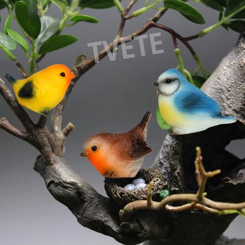 TVETE ミニ置物 ミニチュア鳥 ガーデニングオーナメント 鳥の置物 マイクロ風景飾り おしゃれトリの置物 庭 オブジェ ガーデニング用品置物 樹脂製 飾り【4種セット)】ガーデニング雑貨 かわいい 盆栽 装飾品 ガーデニングDIY 2枚目