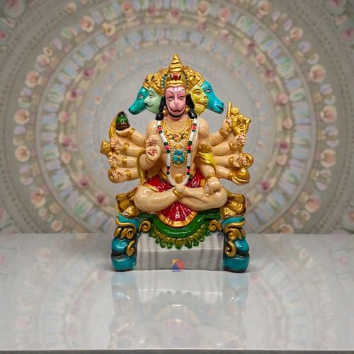Image of Panchmukhi Hanuman for Door Entrance - Hanuman Murti - Hanuman Idol for Home Decor & Office - Panchmukhi Hanuman - (25 Cm) (Multicolor - 882)