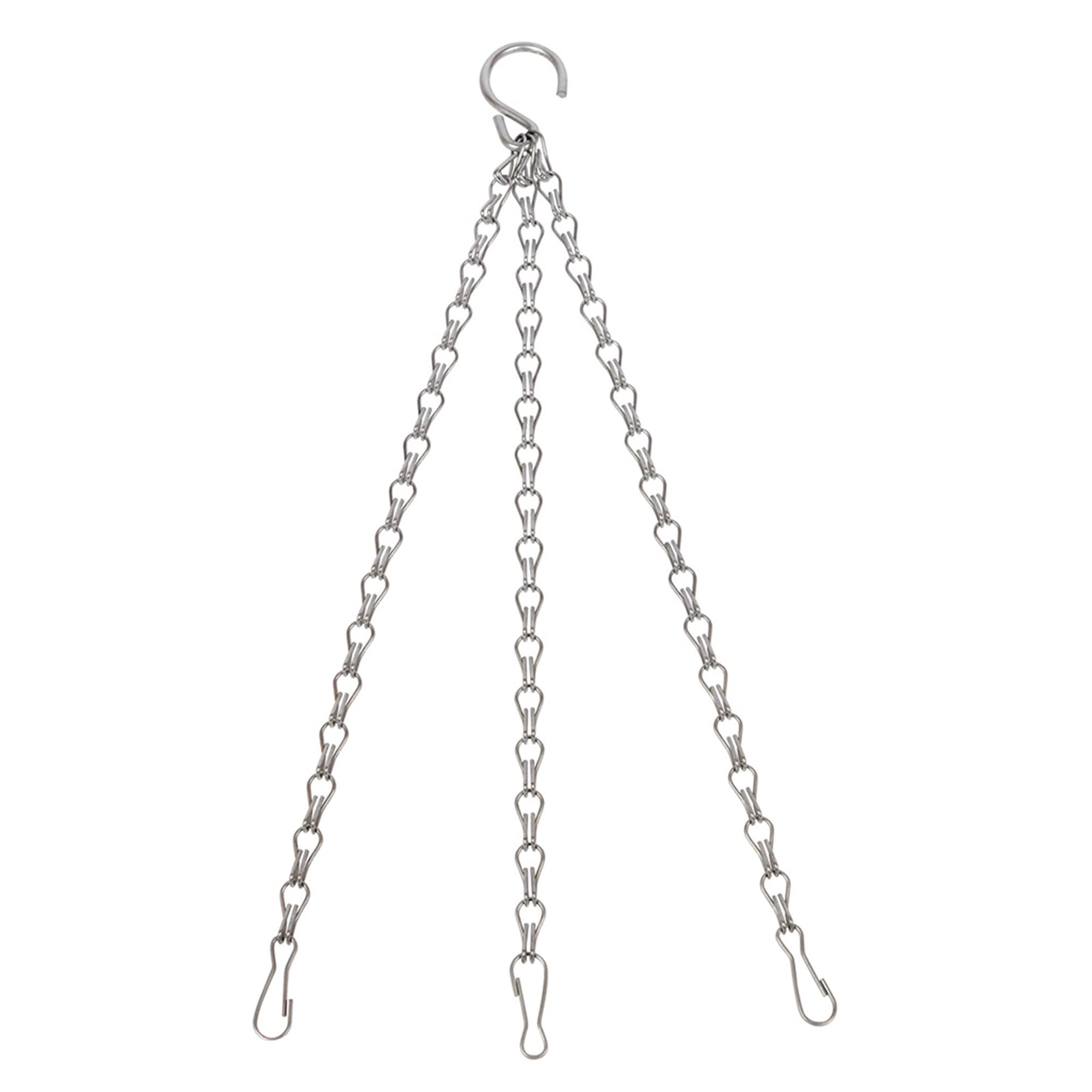 D.a.y. Republic Silver 14" Three Point Heavy Duty Metal Hanging Basket Chain - Heavy Duty Weatherproof Chain For Garden Hanging Flower Baskets (One Metal Chain)