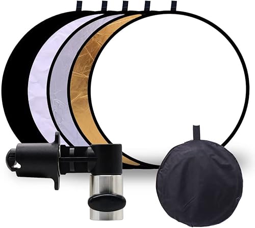 Miniatura 1 de Reflector de luz para fotografía con clip, 24 pulgadas, 5 en 1, portátil, 23.6in, redondo, plegable, multidisco, fotografía, estudio, foto, cámara,