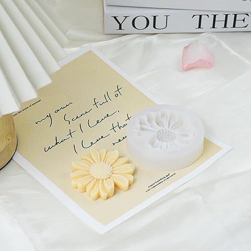 Miniatura 4 de Paquete de 2 moldes de silicona de flores de margarita, molde de crisantemo, molde de vela de flores 3D para decoración de pasteles, decoración de