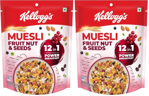 Image of Kellogg's Muesli Fruit Nut & Seeds | 12 In 1 Power Breakfast | No Maida No Palm Oil | India's No 1 Muesli | 240g (Pack of 2)
