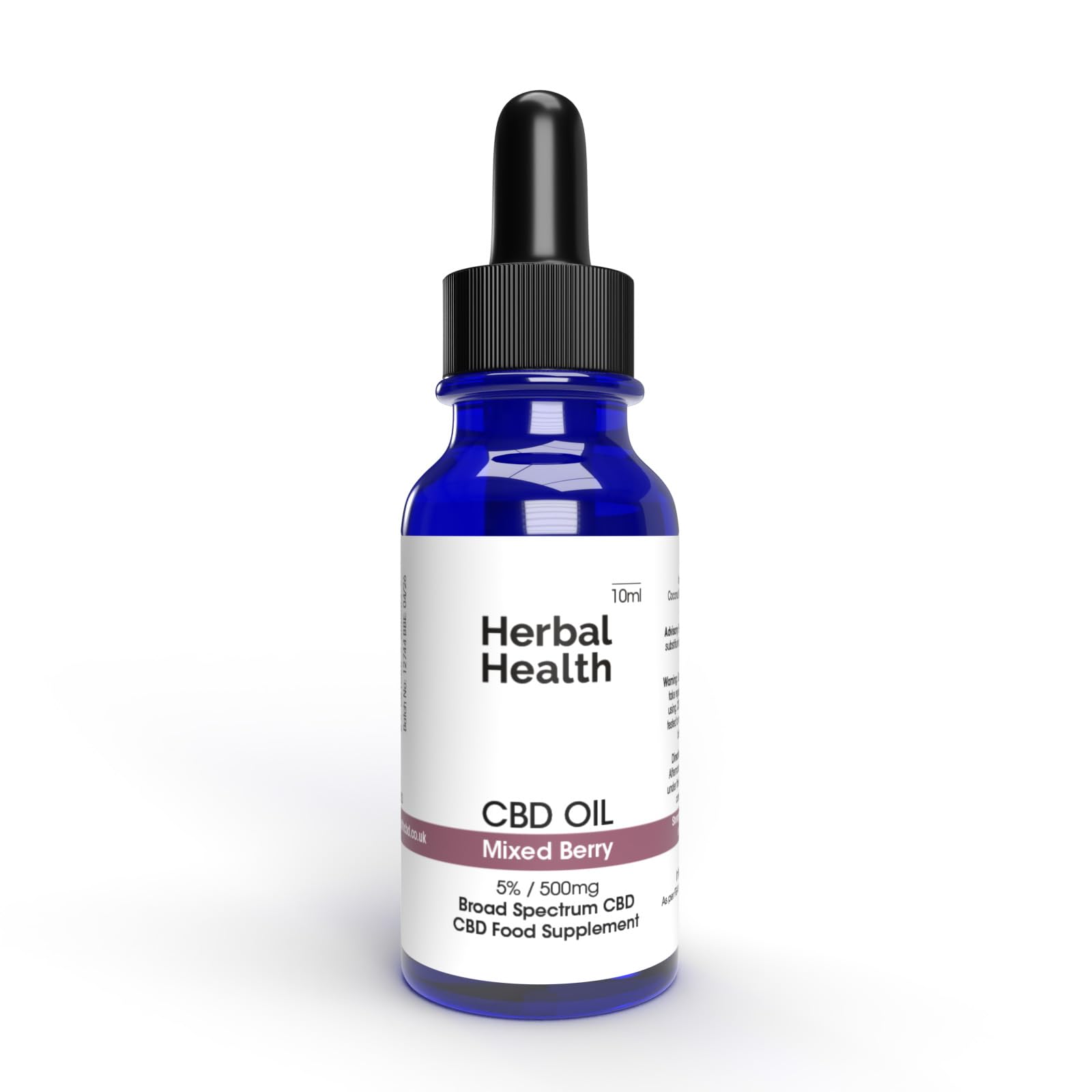 Herbal Health CBD Oil Drops 500mg 10ml – Mixed Berry Broad Spectrum 5% CBD Oil for Sleep & Anxiety Relief for Adults, THC-Free, Ideal for CBD Drinks