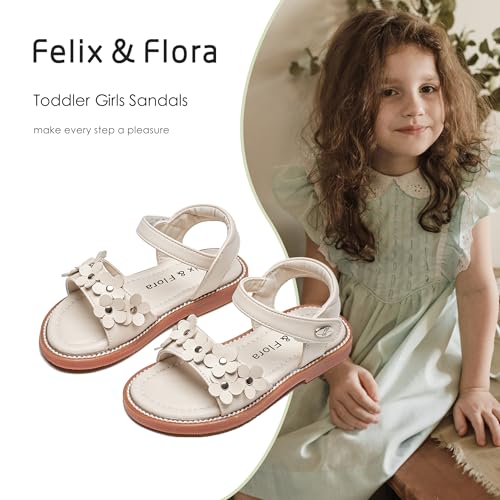 Image of Felix & Flora Toddler Girl Sandals - Little Girl Easter Dress Shoes Lightweight Open Toe Beach Holiday Flats