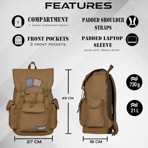 Image of F Gear Webster Canvas 21L Laptop Backpack Fits 18 inch Laptop 1 Main Compartment Drawstring Closure 3 Pkts Organizer Gifts for Men Women Boys Girls Adults Casual /College /School /Travel Bag