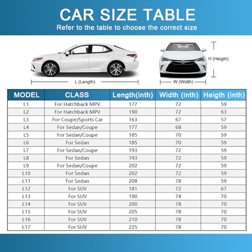 Image of Kayme Heavy Duty Car Cover Waterproof All Weather, Outdoor Full Cover Snowproof UV Protection, Universal Fit for Ford Mustang, Chevrolet Camaro /Beretta /Chevelle, Cadillac ELR Etc（186-193 inch