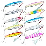 オルルド釣具 メタルジグ セット 40g 8cm メタルジグセット 10個セット アシストフック付 メタルジグH ワラサ ブリ ヒラマサ マダイ ジギング ライトショアジギング A+Bセット qb100185c02n0