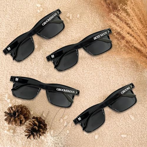 Image of 8 Pack Groomsmen Sunglasses for Men - Wedding Sunglasses for Groomsman Proposal Gifts, Bachelor Party Favors