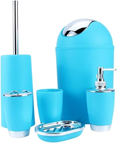 Ejoyous Juego de accesorios de baño, 6 piezas, accesorios de baño, con soporte para contenedor, dispensador de platos, vaso, soporte para cepillos